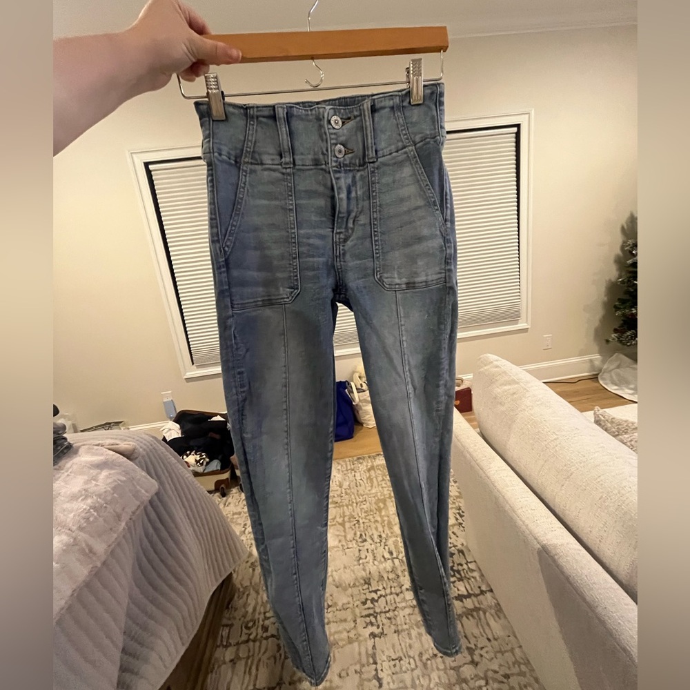 High Rise Light/Medium Wash Denim Skinny Jeans